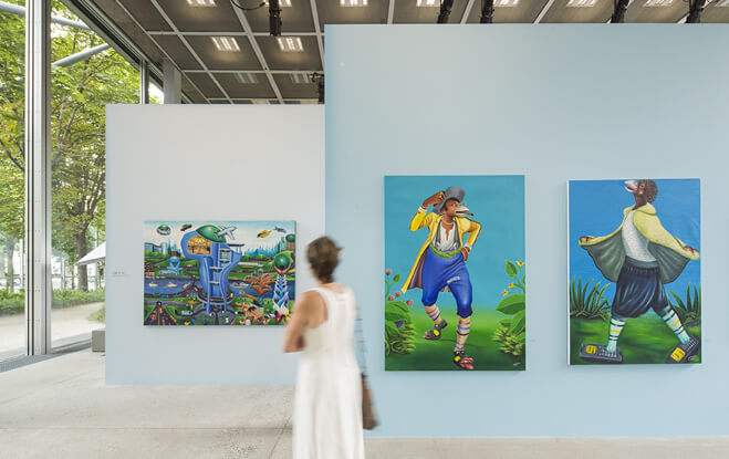 Vue de l’exposition Beauté Congo – 1926-2015 – Congo Kitoko,, Fondation Cartier pour l’art contemporain, 2015. © Luc Boegly